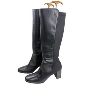 Paul Green Belmont Leather Knee High Tall Black Boots Stretch Size UK 6 …